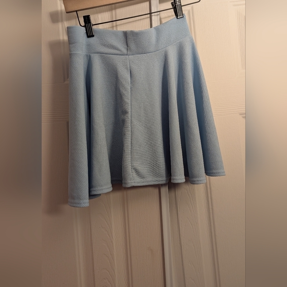 Blue Skater Mini Skirt with Pleats - Picture 7 of 8